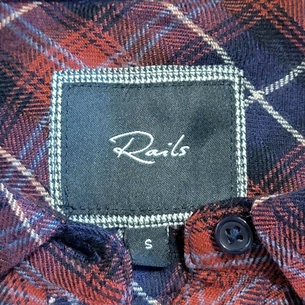 Rails Plaid Red Blue Hi Low Tunic Shirt Dress Long Sleeve Casual Chic Size S - Picture 12 of 15